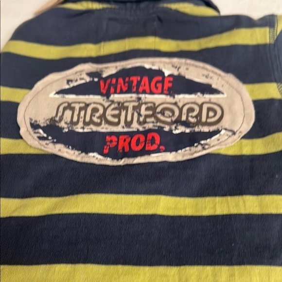 Blue and Yellow Striped Button Down Shirt with Long Sleeves - Picture 8 of 8